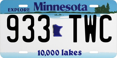 MN license plate 933TWC