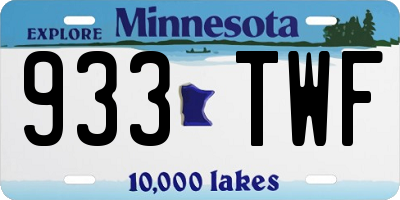 MN license plate 933TWF