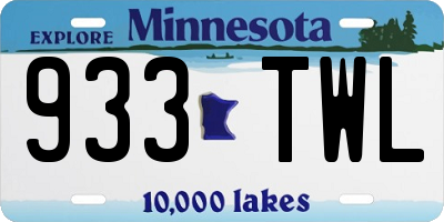 MN license plate 933TWL