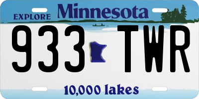 MN license plate 933TWR