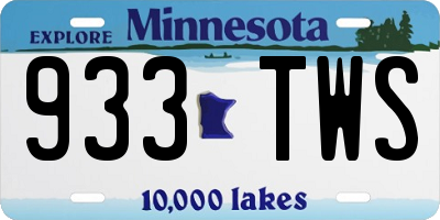 MN license plate 933TWS