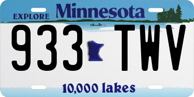 MN license plate 933TWV