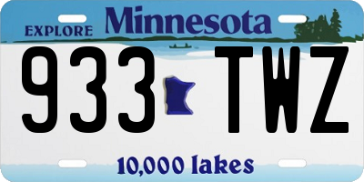 MN license plate 933TWZ