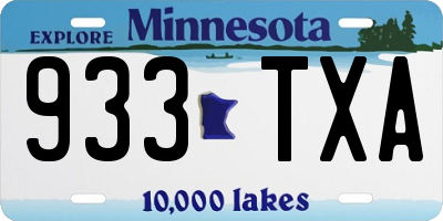 MN license plate 933TXA