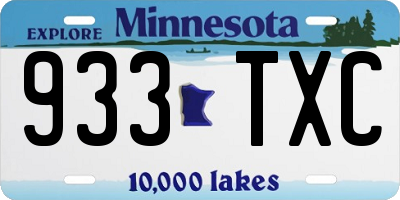 MN license plate 933TXC