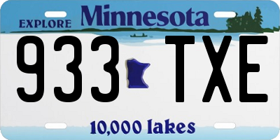 MN license plate 933TXE