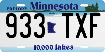MN license plate 933TXF