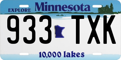 MN license plate 933TXK