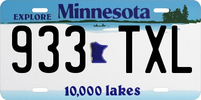 MN license plate 933TXL