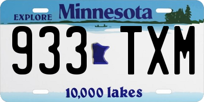 MN license plate 933TXM