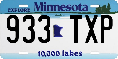 MN license plate 933TXP