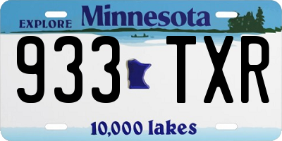 MN license plate 933TXR