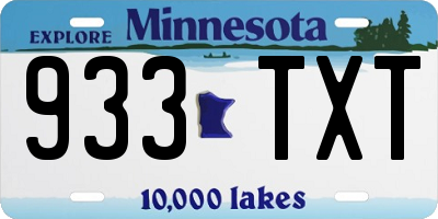 MN license plate 933TXT