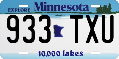 MN license plate 933TXU