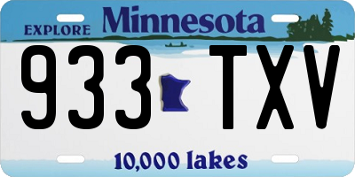 MN license plate 933TXV