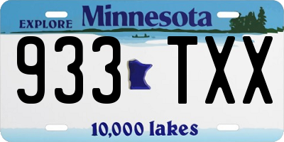MN license plate 933TXX