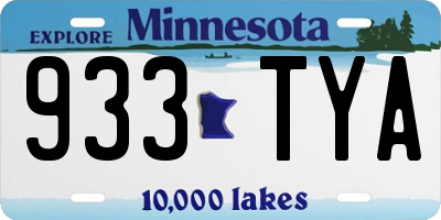 MN license plate 933TYA