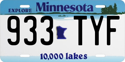 MN license plate 933TYF
