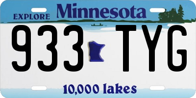 MN license plate 933TYG