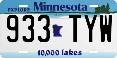 MN license plate 933TYW