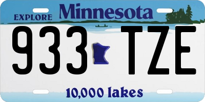 MN license plate 933TZE