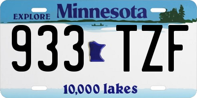 MN license plate 933TZF