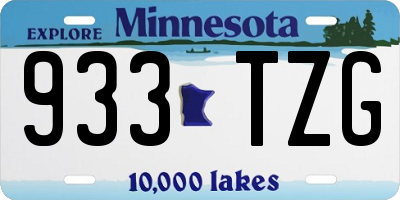 MN license plate 933TZG