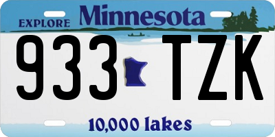 MN license plate 933TZK