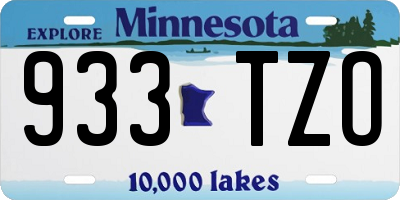 MN license plate 933TZO