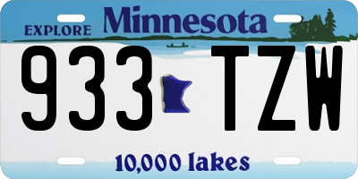 MN license plate 933TZW