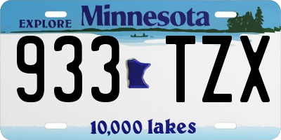 MN license plate 933TZX