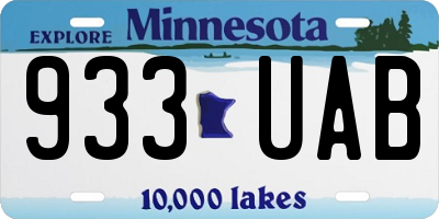 MN license plate 933UAB