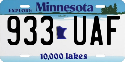 MN license plate 933UAF
