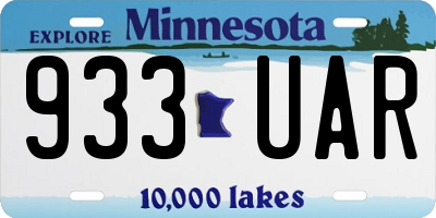 MN license plate 933UAR