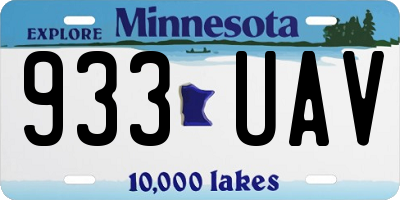 MN license plate 933UAV