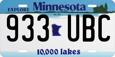 MN license plate 933UBC