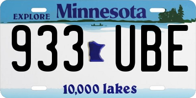 MN license plate 933UBE