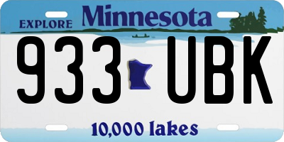 MN license plate 933UBK