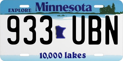 MN license plate 933UBN