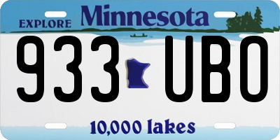 MN license plate 933UBO
