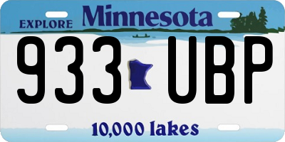 MN license plate 933UBP
