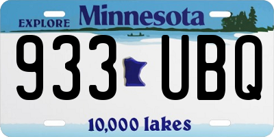 MN license plate 933UBQ