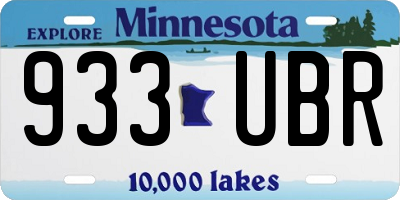 MN license plate 933UBR