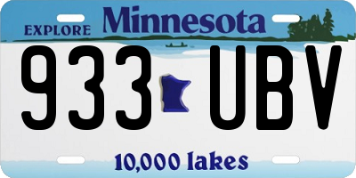 MN license plate 933UBV