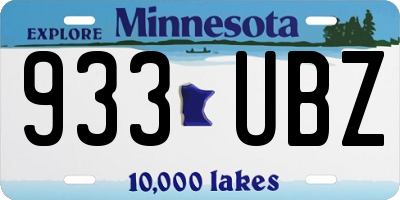 MN license plate 933UBZ