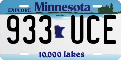 MN license plate 933UCE