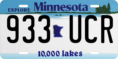 MN license plate 933UCR