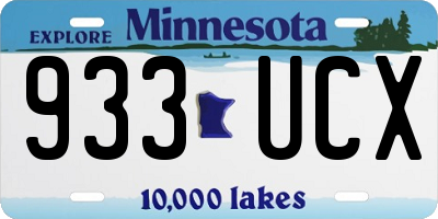 MN license plate 933UCX