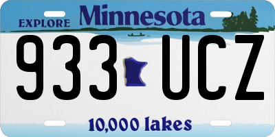 MN license plate 933UCZ