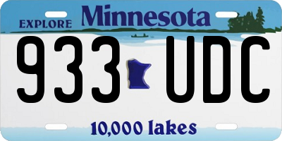 MN license plate 933UDC